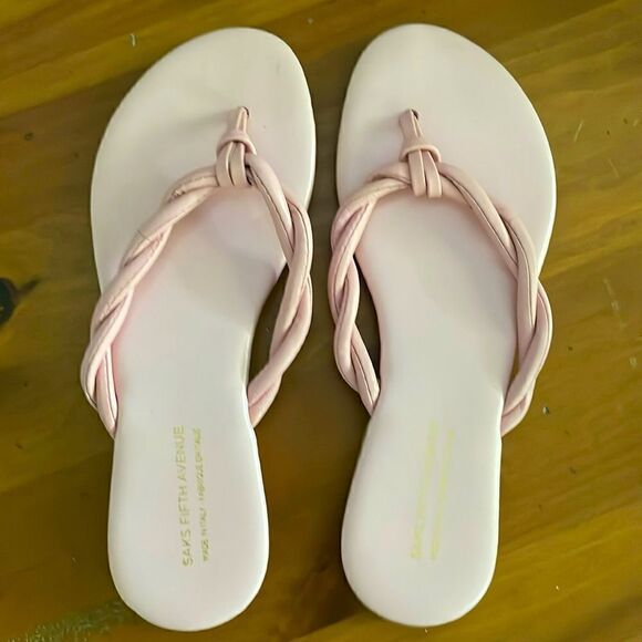 Saks Fifth Avenue Pink Thong Sandals - Picture 1 of 6